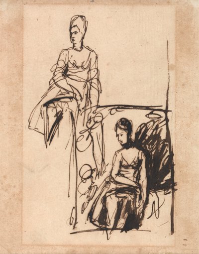 Donna seduta, due studi da George Romney